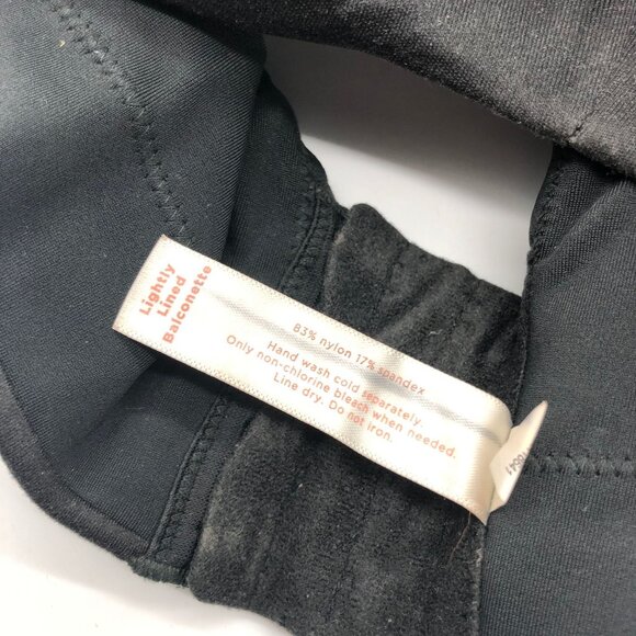 Cacique Black Lightly Lined Balconette Bra Adjustable Straps Hook Closure 44DD - Picture 4 of 4